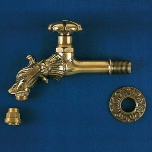 Messing-Auslaufhahn "Renaissance" H8/ L17cm 1/2"AG für Säulenbrunnen u.a.