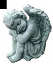 Engel Girl H 35 cm,  aus Betonwerkstein/Steinguss, grau