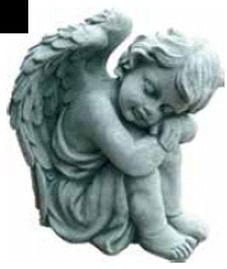 Engel Boy H 35 cm, aus  Betonwerkstein/Steinguss, grau