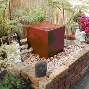 Wasserspiel Cubo, Corten-Stahl, H 60 / L 60 / B 60 cm