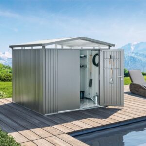 Metall-Gerätehaus Panorama, quarzgrau-metallic